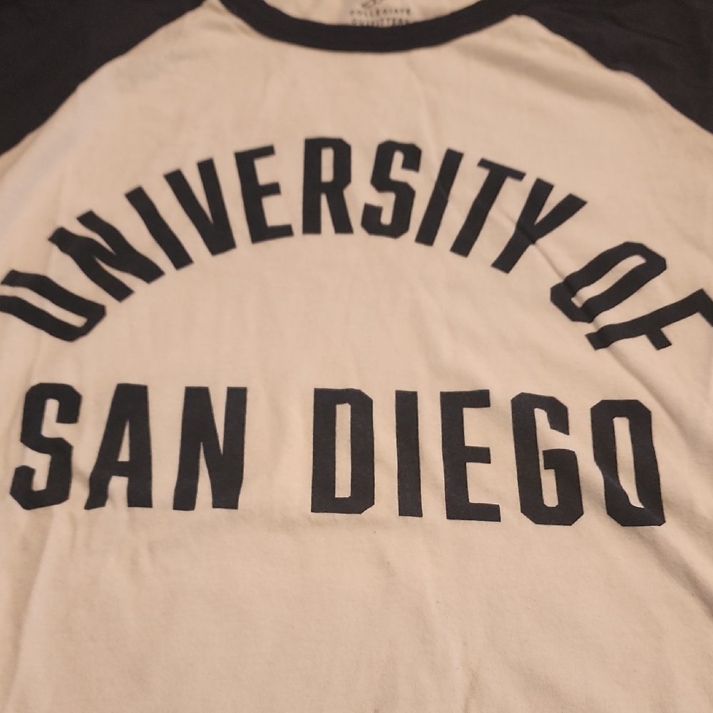 University Of San Diego Womens Blue And White 3/4 Length Sleeve T Shirt Sz Large